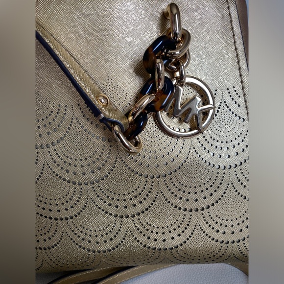 Michael Kors Sofia laser perforated leather gold tone